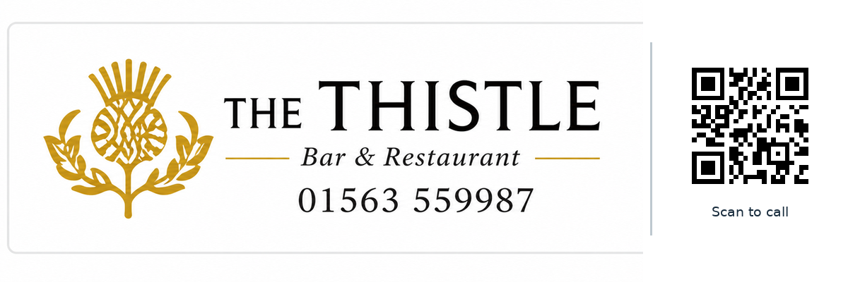 The Thistle Bar & Restaurant. Phone 01563 559987